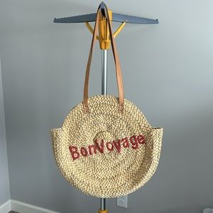 Street Level Bon Voyage Straw Maise Leaf Tote Bag